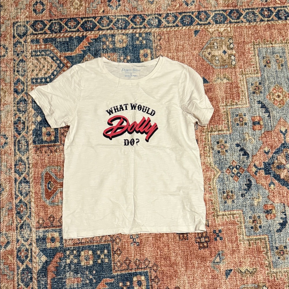 Draper James White Tee with Red and Black Graphic